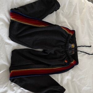 Aviator Nation Kids Black Joggers with Rainbow Stripes